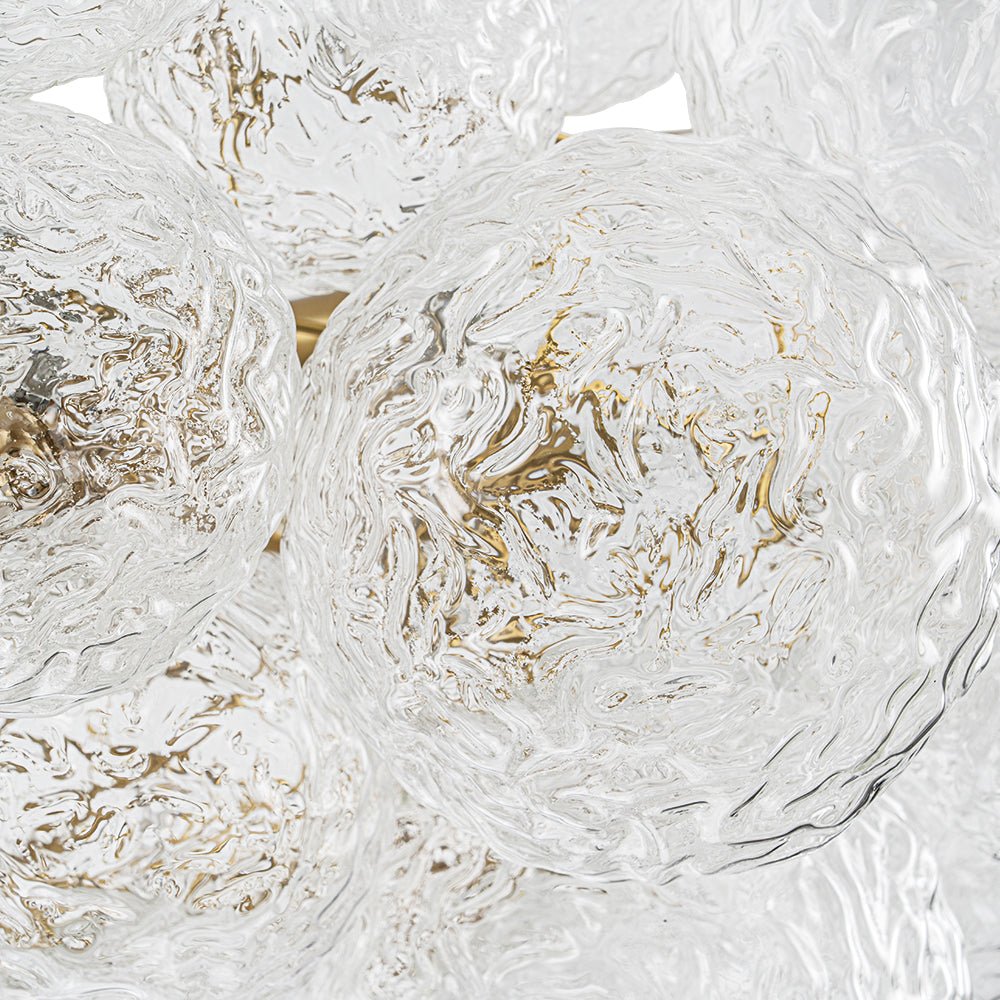 Modern Glam 15-Light Water-Patterned Glass Bubble Chandelier