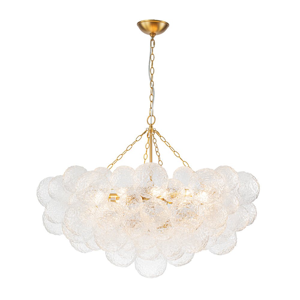 Modern Glam 15-Light Water-Patterned Glass Bubble Chandelier