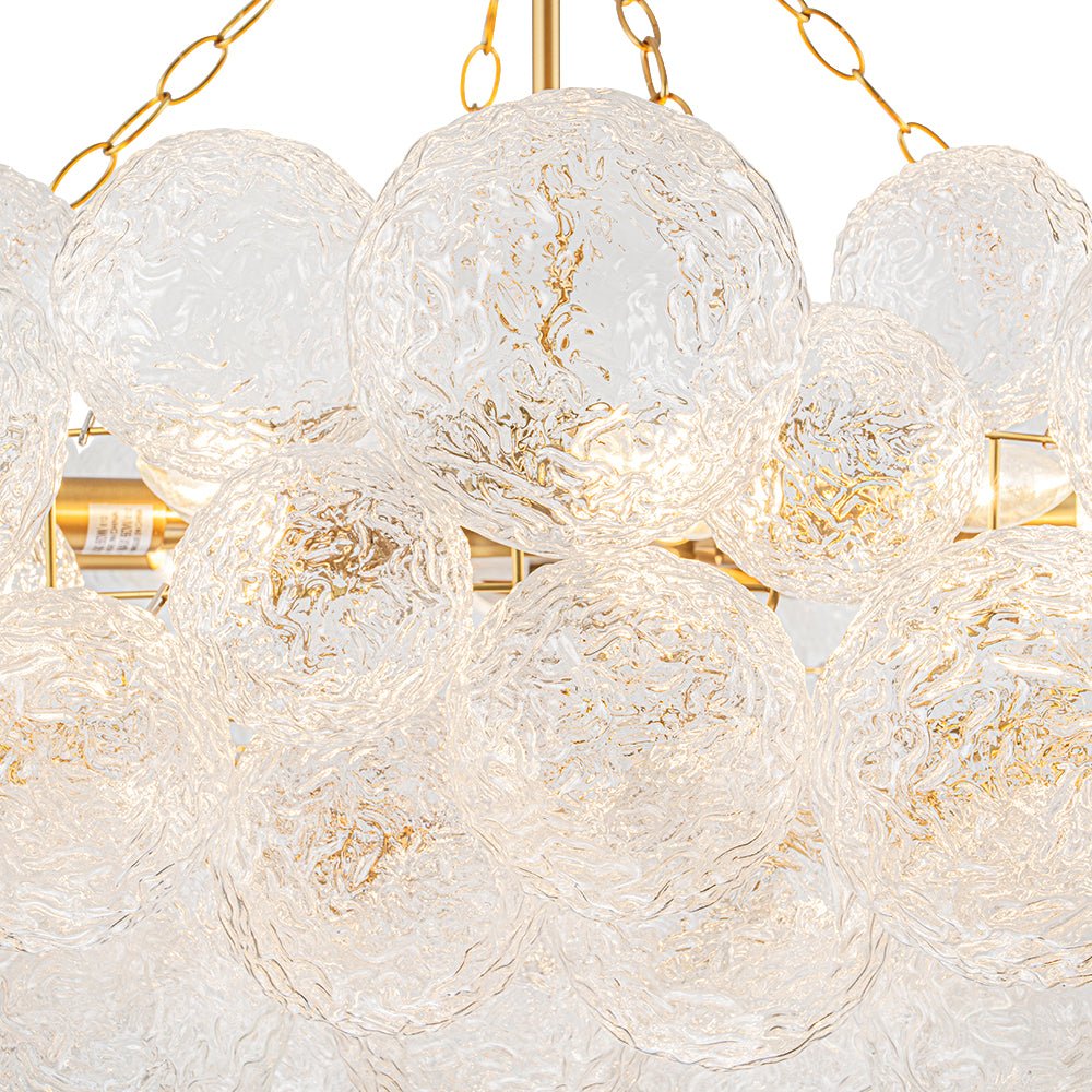 Modern Glam 15-Light Water-Patterned Glass Bubble Chandelier