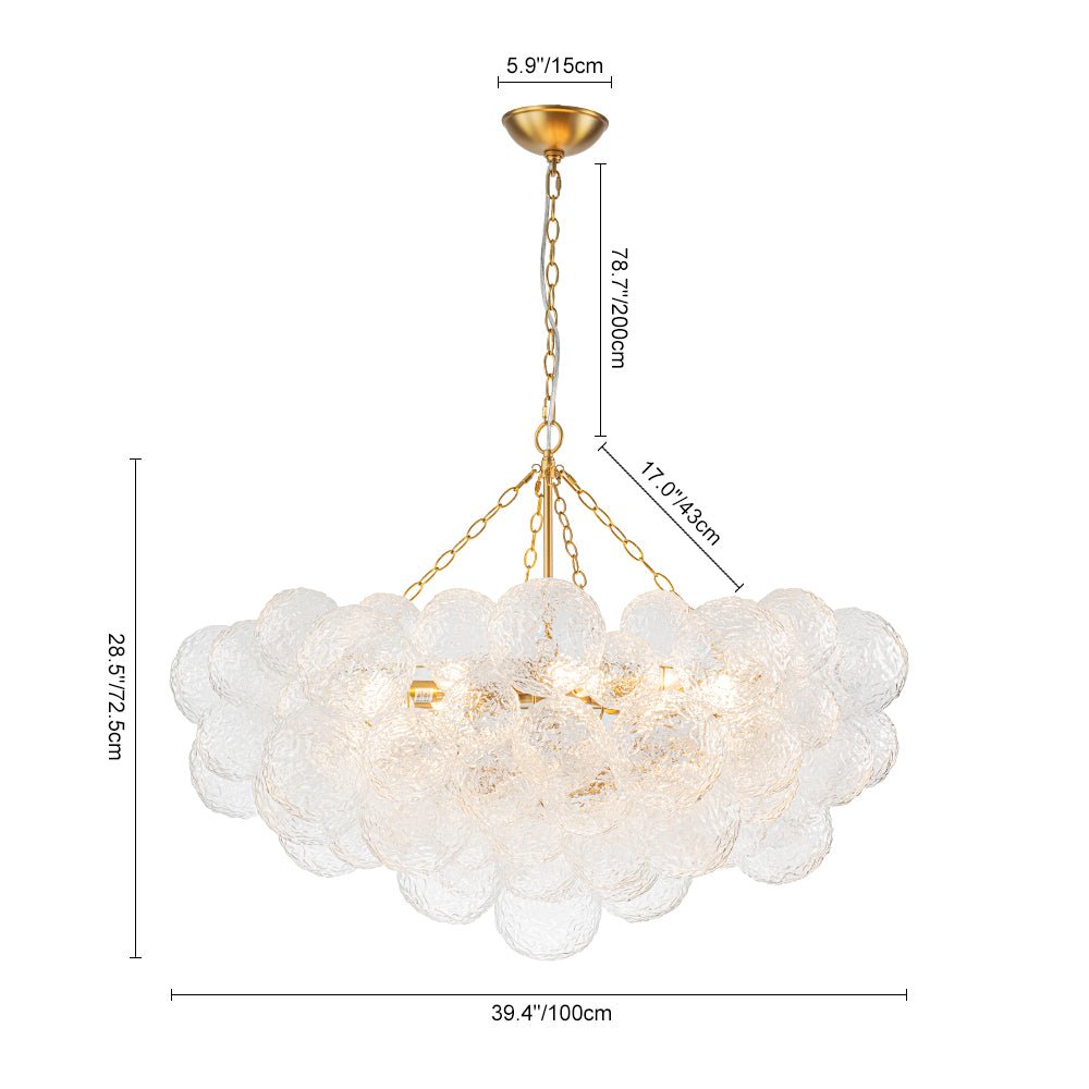 Modern Glam 15-Light Water-Patterned Glass Bubble Chandelier