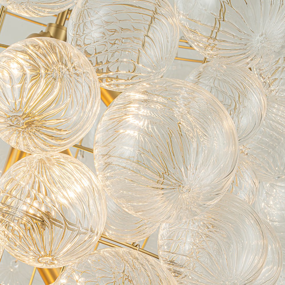12-Light Twisted Swirl Glass Cluster Bubble Chandelier