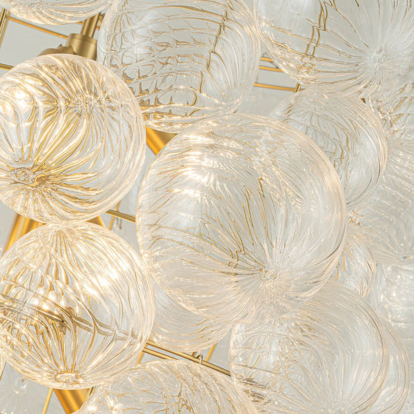 12-Light Twisted Swirl Glass Cluster Bubble Chandelier