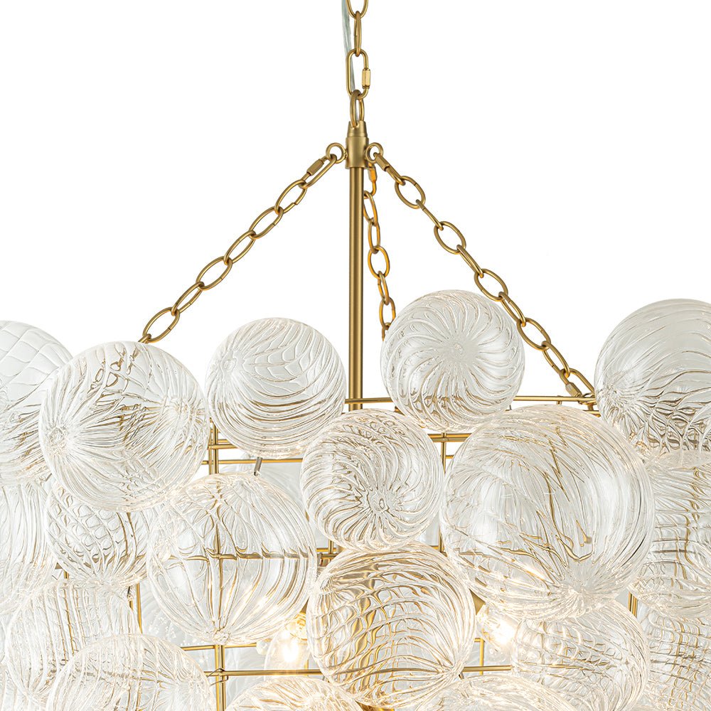 12-Light Twisted Swirl Glass Cluster Bubble Chandelier