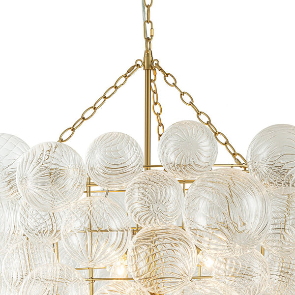 12-Light Twisted Swirl Glass Cluster Bubble Chandelier