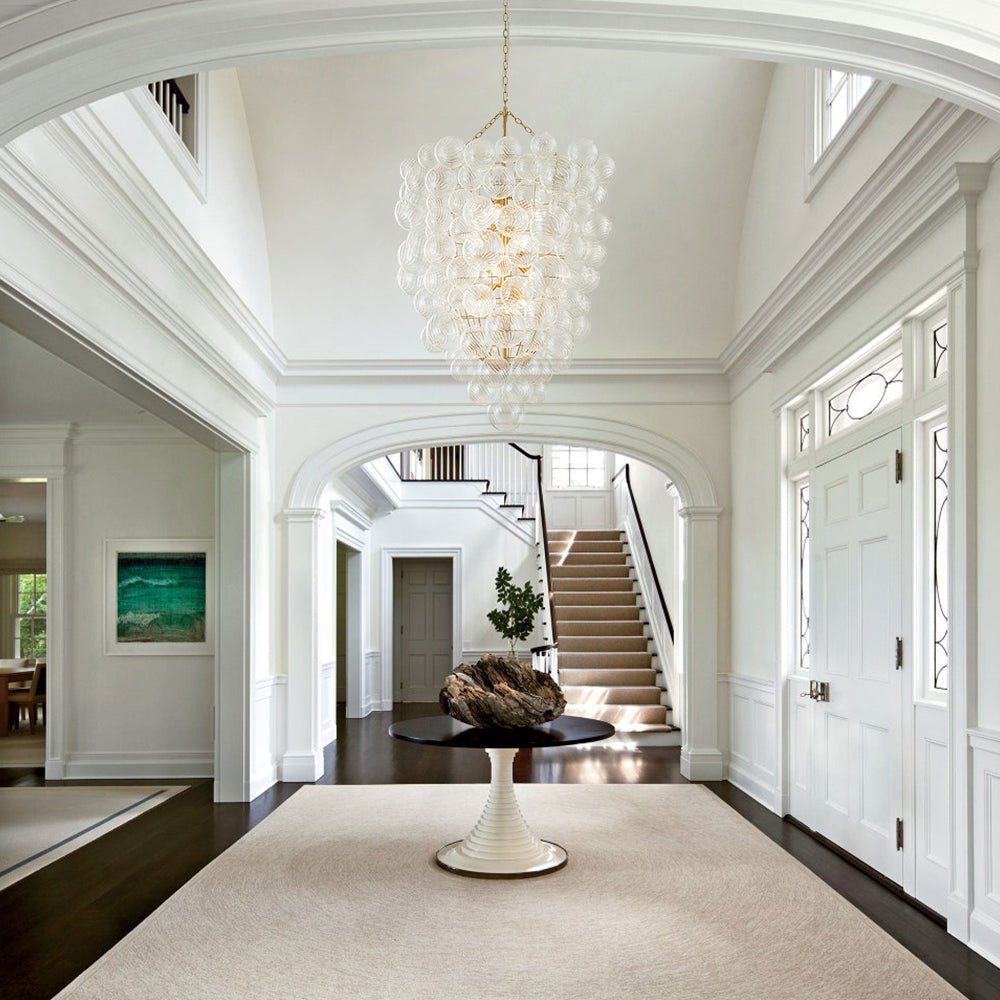 12-Light Twisted Swirl Glass Cluster Bubble Chandelier