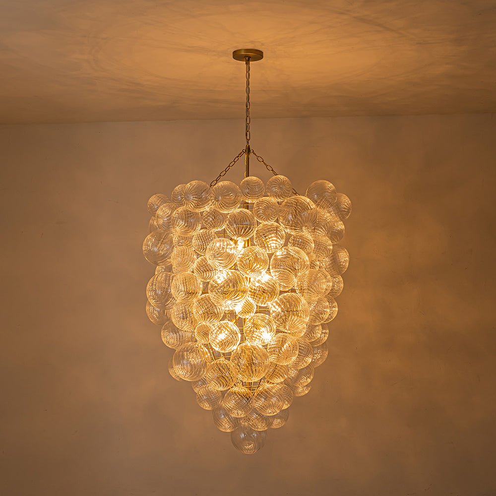 12-Light Twisted Swirl Glass Cluster Bubble Chandelier