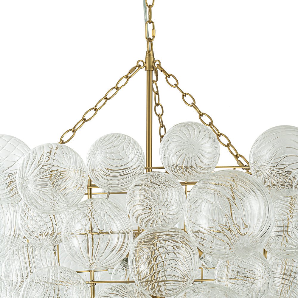12-Light Twisted Swirl Glass Cluster Bubble Chandelier
