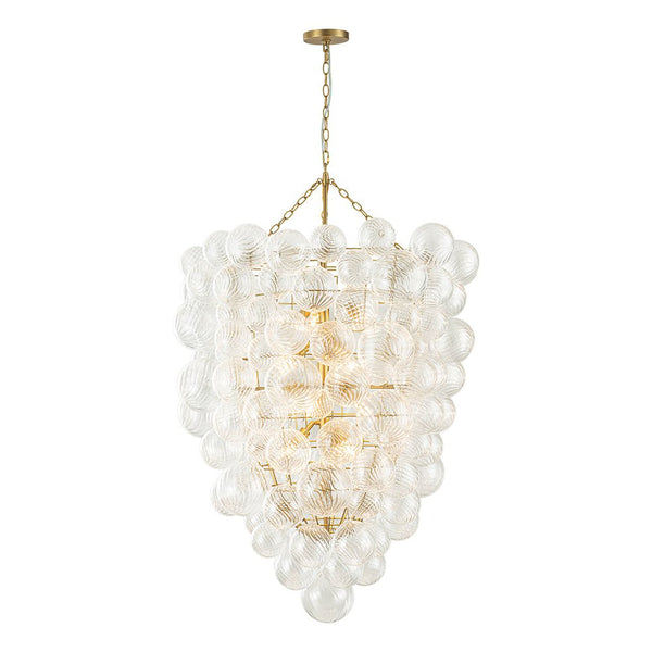 12-Light Twisted Swirl Glass Cluster Bubble Chandelier