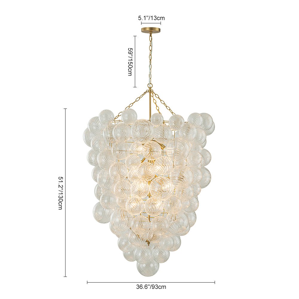 12-Light Twisted Swirl Glass Cluster Bubble Chandelier