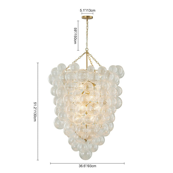 12-Light Twisted Swirl Glass Cluster Bubble Chandelier