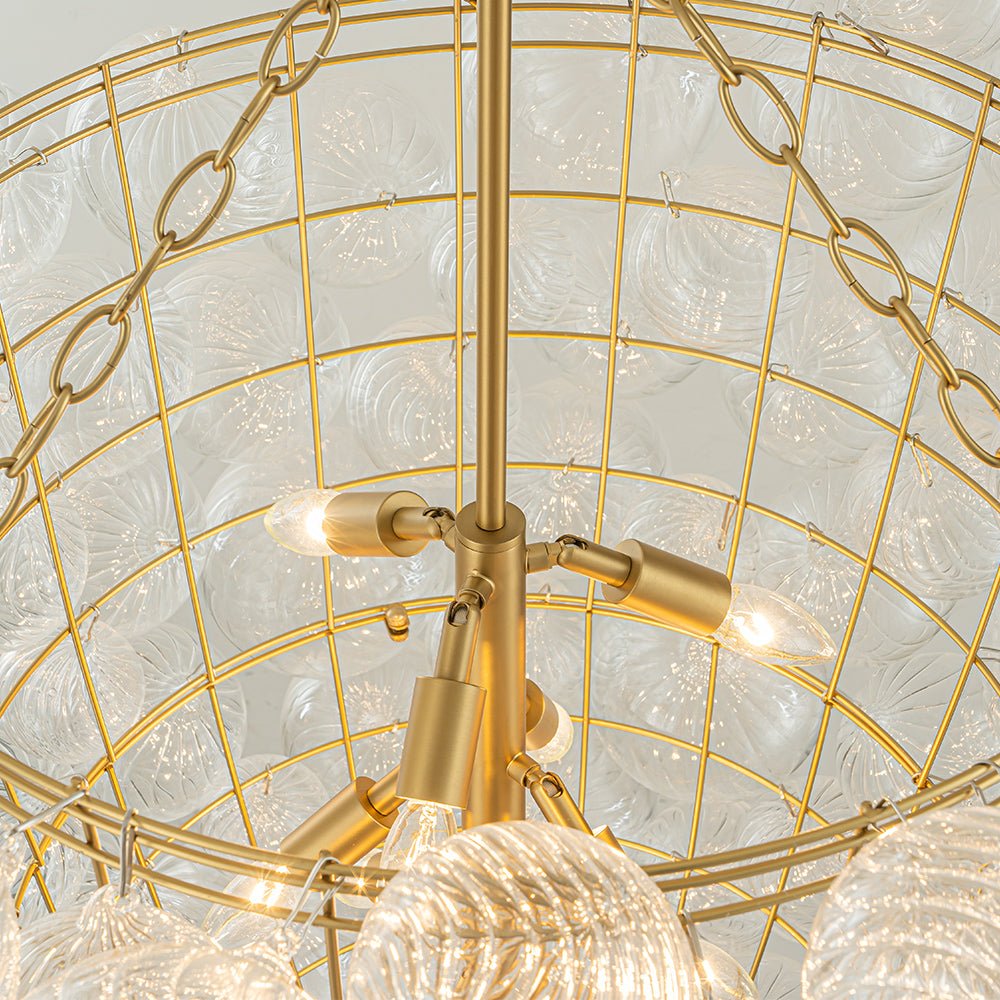 12-Light Twisted Swirl Glass Cluster Bubble Chandelier