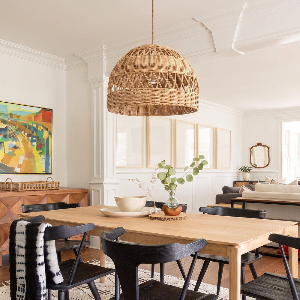 Radiant Rattan Pendant Light Natural Dome Handwoven Fixture Main image