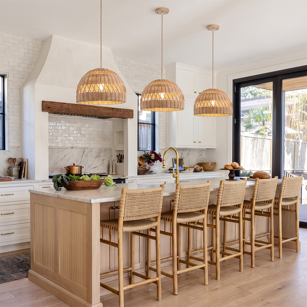 Radiant Rattan Pendant Light Natural Dome Handwoven Fixture