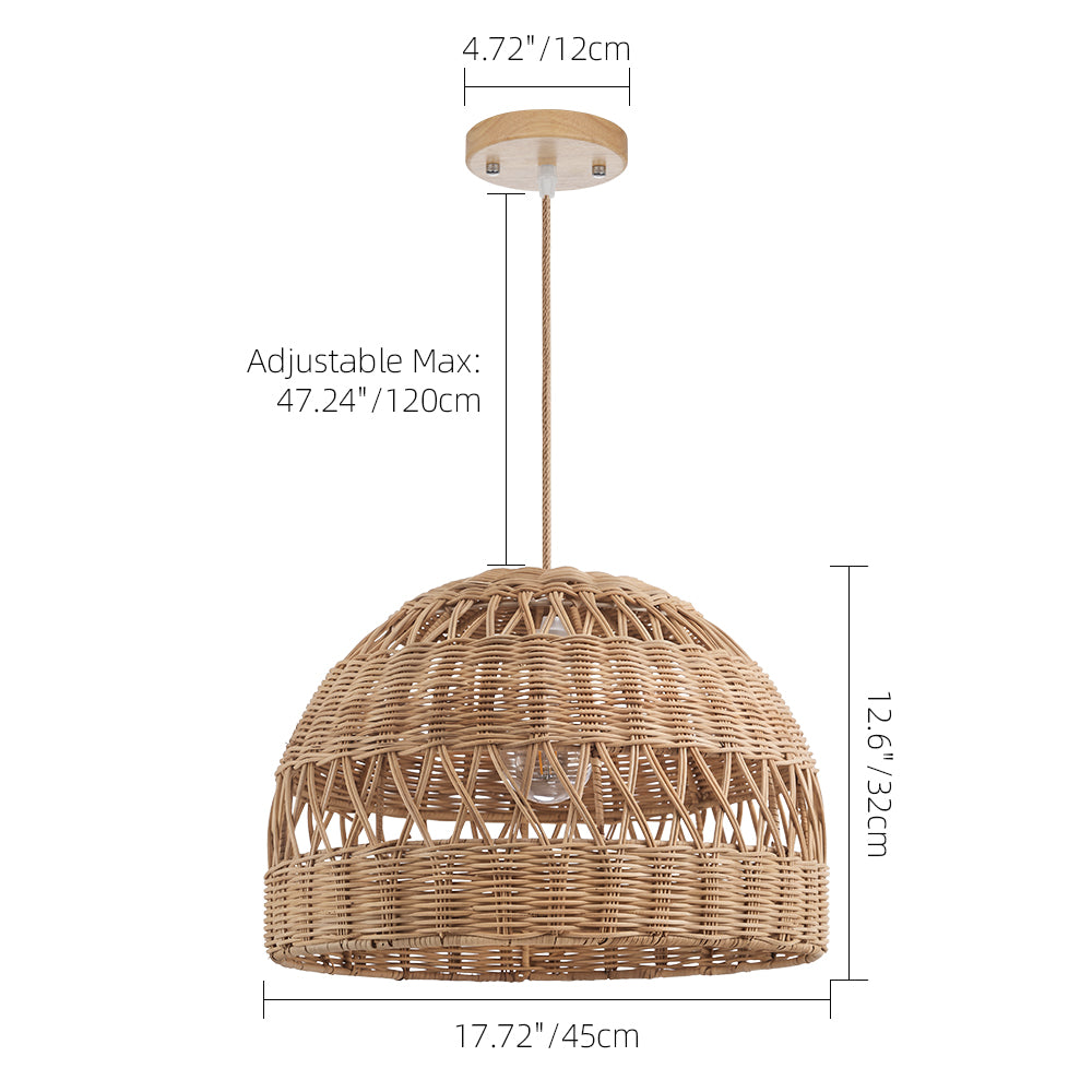 Radiant Rattan Pendant Light Natural Dome Handwoven Fixture