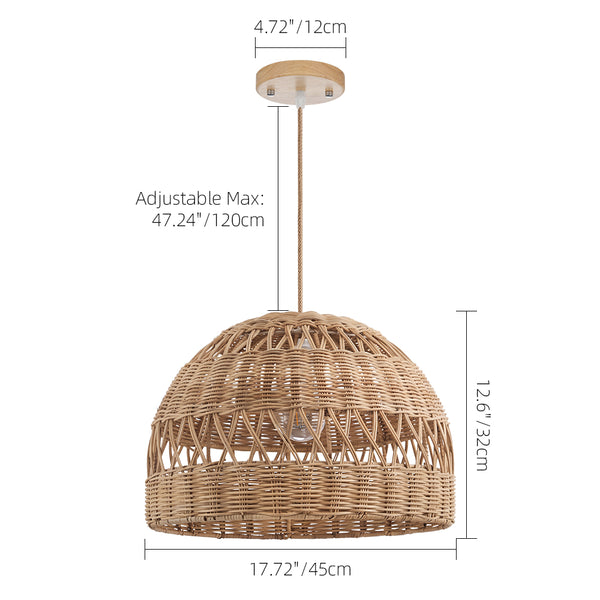 Radiant Rattan Pendant Light Natural Dome Handwoven Fixture