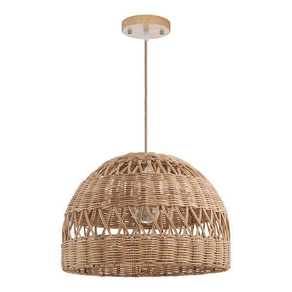 Radiant Rattan Pendant Light Natural Dome Handwoven Fixture