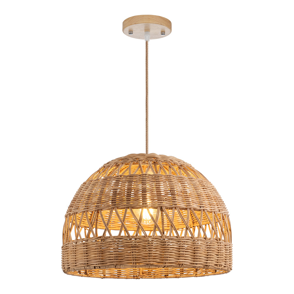 Radiant Rattan Pendant Light Natural Dome Handwoven Fixture