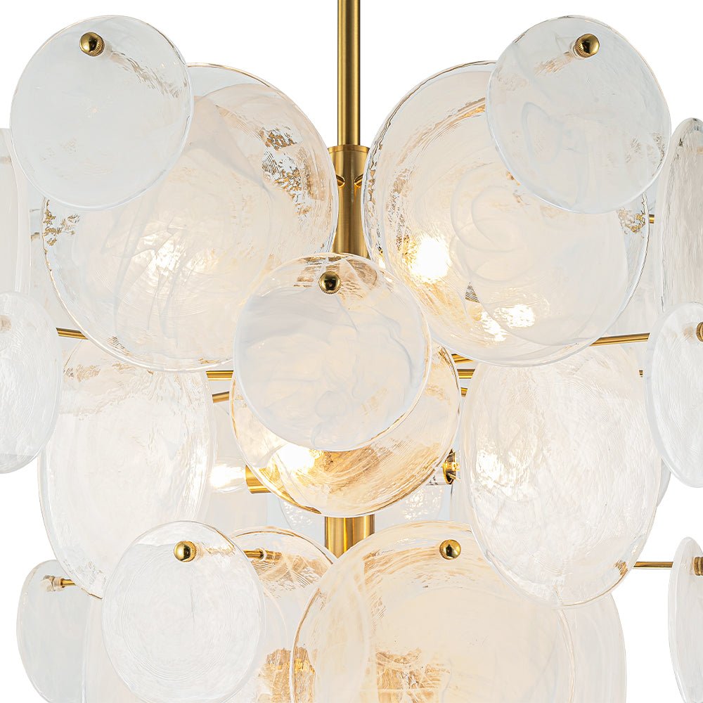 Modern 12-Light White Tiered Glass Chandelier Cone-Shaped Pendant