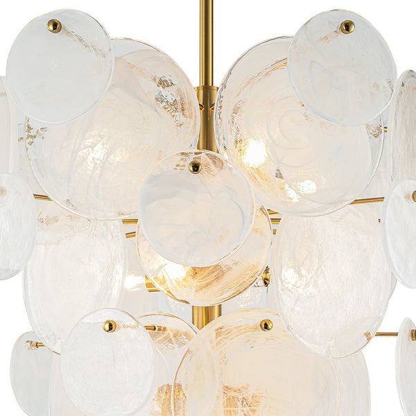 Modern 12-Light White Tiered Glass Chandelier Cone-Shaped Pendant