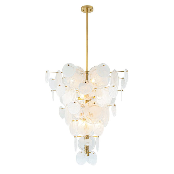 Modern 12-Light White Tiered Glass Chandelier Cone-Shaped Pendant