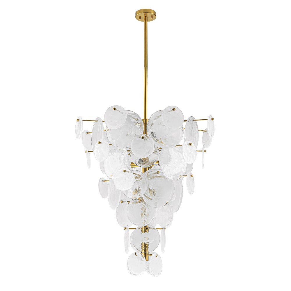 Modern 12-Light White Tiered Glass Chandelier Cone-Shaped Pendant