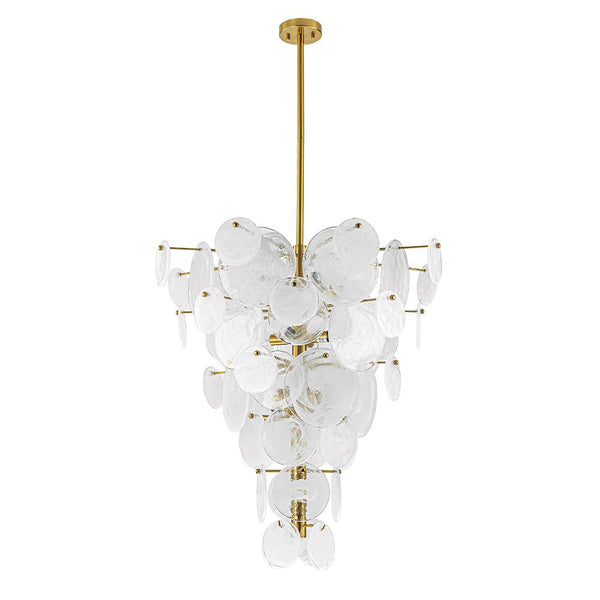 Modern 12-Light White Tiered Glass Chandelier Cone-Shaped Pendant