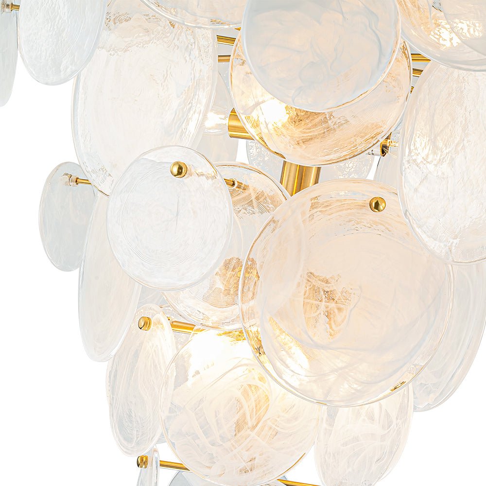 Modern 12-Light White Tiered Glass Chandelier Cone-Shaped Pendant