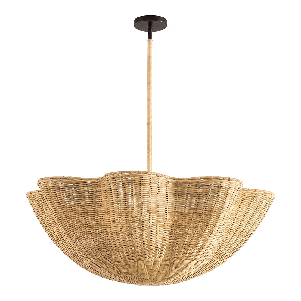 Scallop Woven Wicker Rattan Pendant Light Bohemian Hanging Lamp