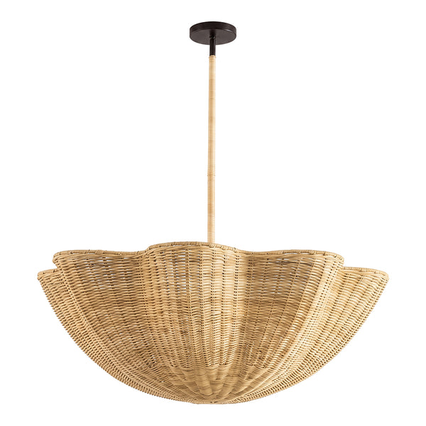 Scallop Woven Wicker Rattan Pendant Light Bohemian Hanging Lamp