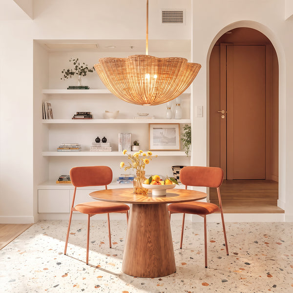 Scallop Woven Wicker Rattan Pendant Light Bohemian Hanging Lamp