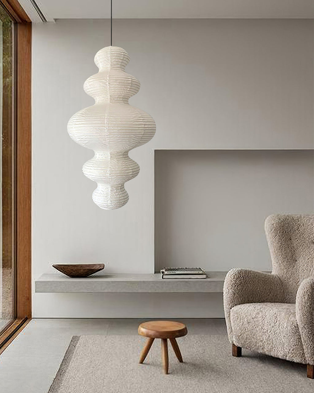 Akari Pendant Lamp Hand-Crafted Rice Paper Plug-In Light