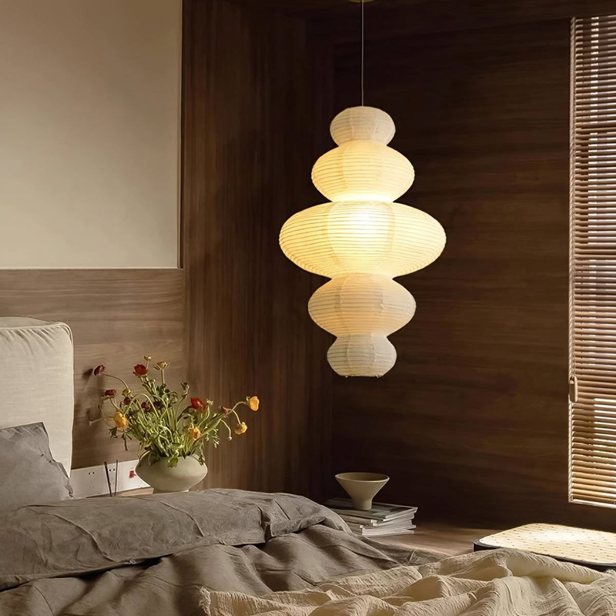 Akari Pendant Lamp Hand-Crafted Rice Paper Plug-In Light
