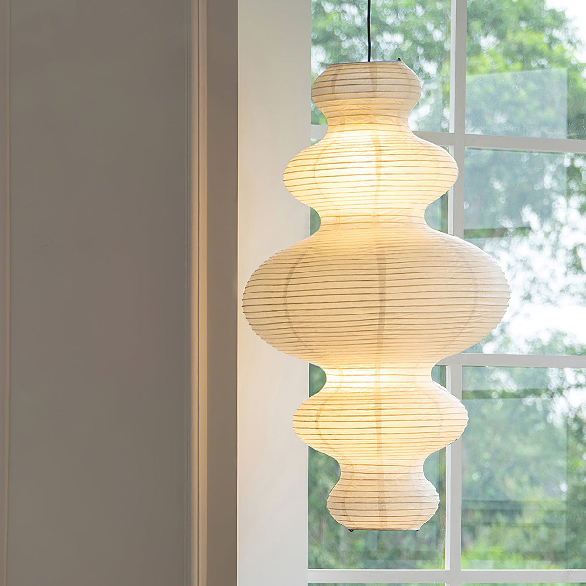 Akari Pendant Lamp Hand-Crafted Rice Paper Plug-In Light
