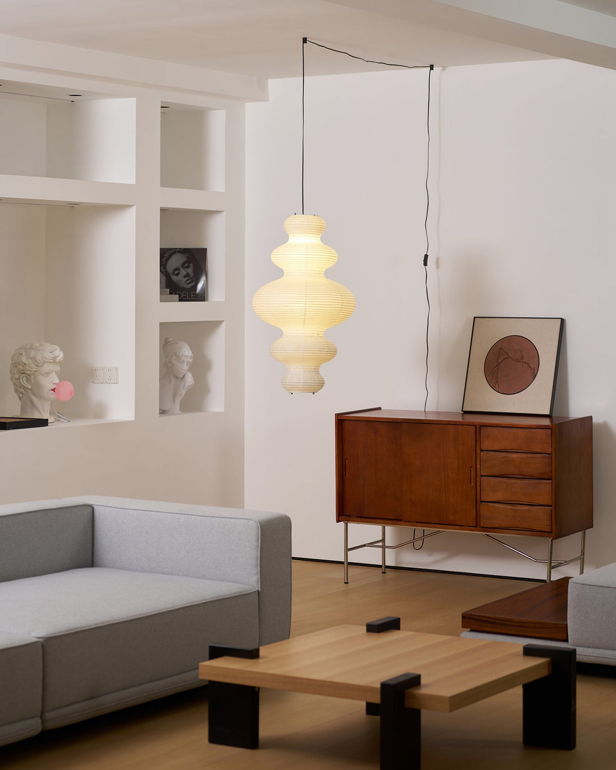Akari Pendant Lamp Hand-Crafted Rice Paper Plug-In Light