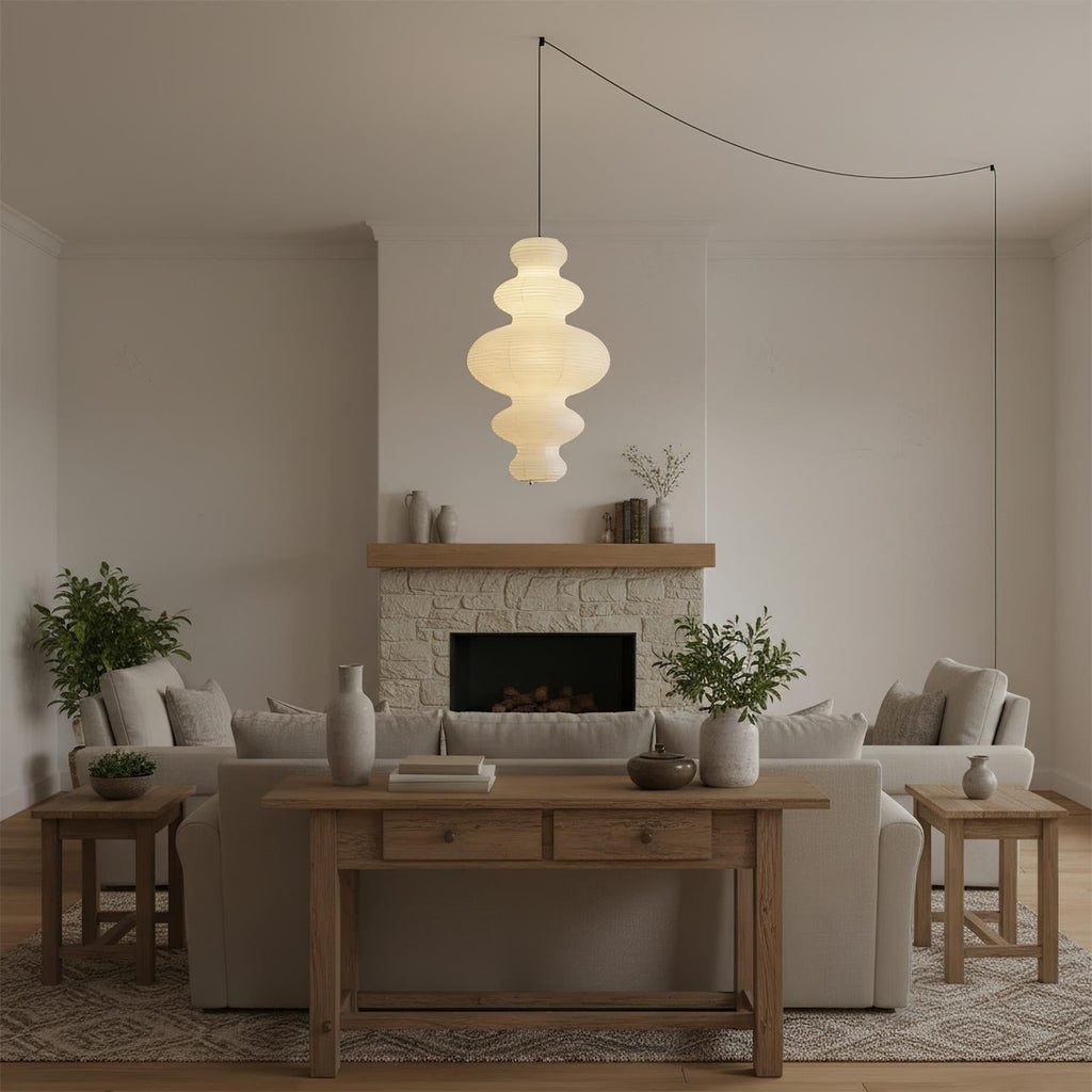 Akari Pendant Lamp Hand-Crafted Rice Paper Plug-In Light