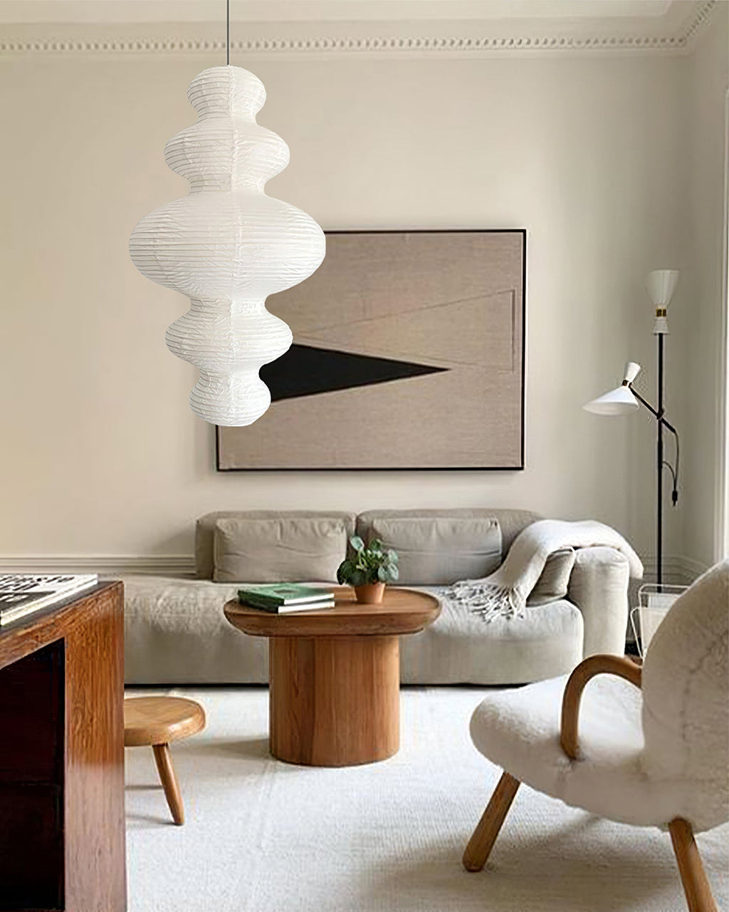 Akari Pendant Lamp Hand-Crafted Rice Paper Plug-In Light