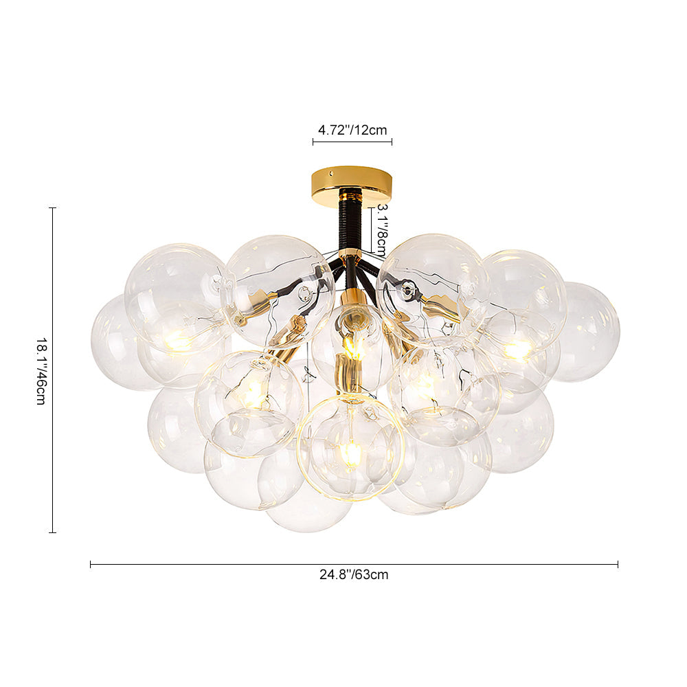Modern Semi Flush Cluster Bubble Chandelier Low-Ceiling Globe Light