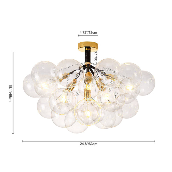 Modern Semi Flush Cluster Bubble Chandelier Low-Ceiling Globe Light