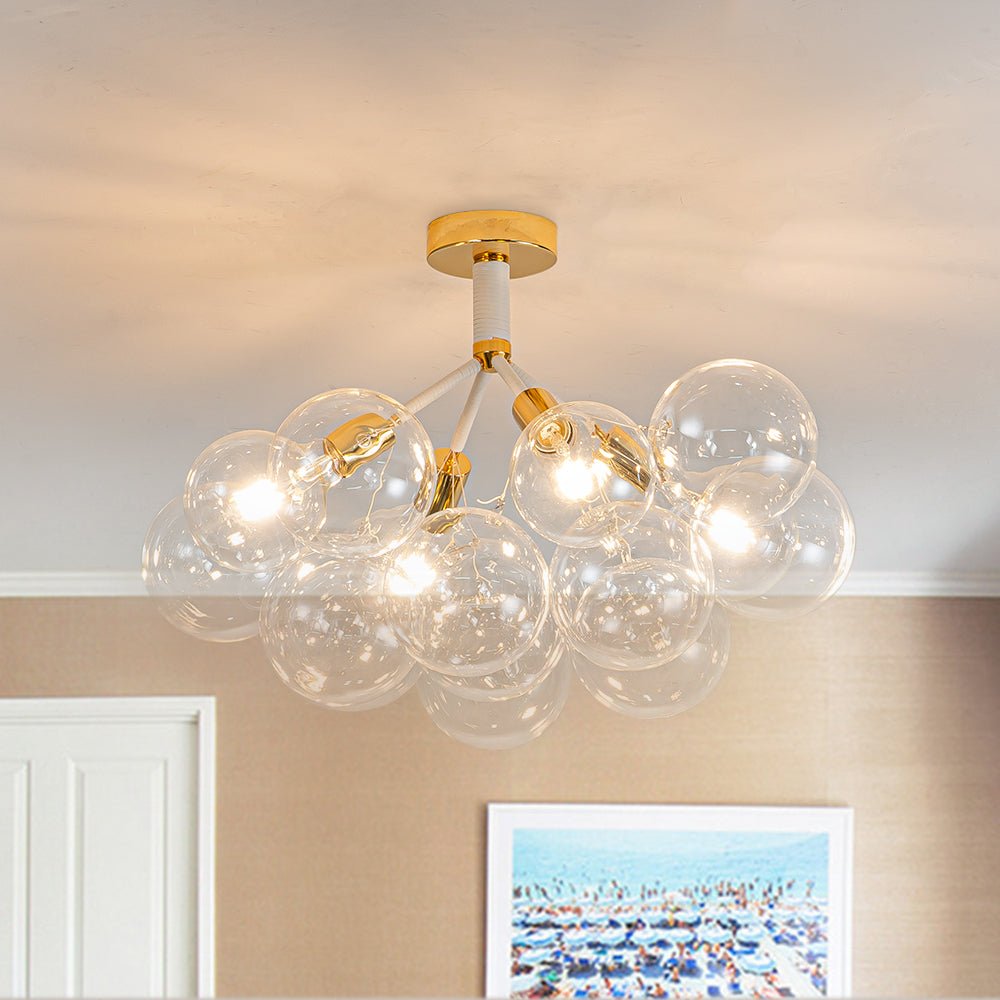 Modern Semi Flush Cluster Bubble Chandelier Low-Ceiling Globe Light Secondary image