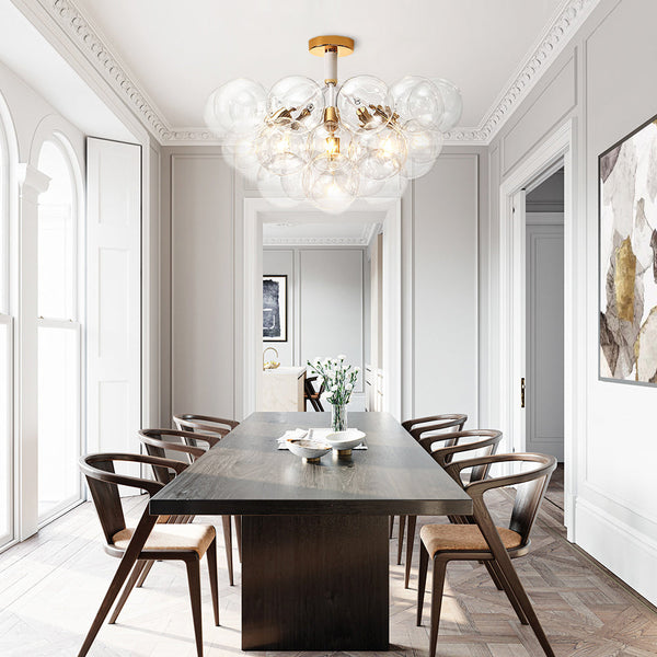 Modern Semi Flush Cluster Bubble Chandelier Low-Ceiling Globe Light