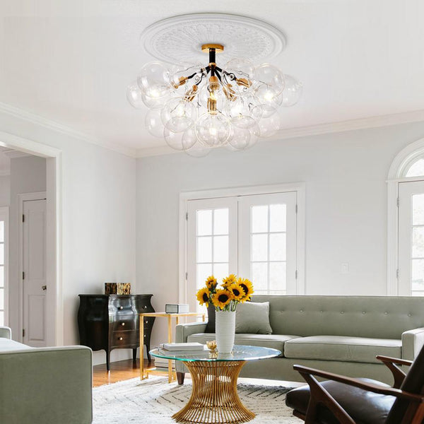 Modern Semi Flush Cluster Bubble Chandelier Low-Ceiling Globe Light