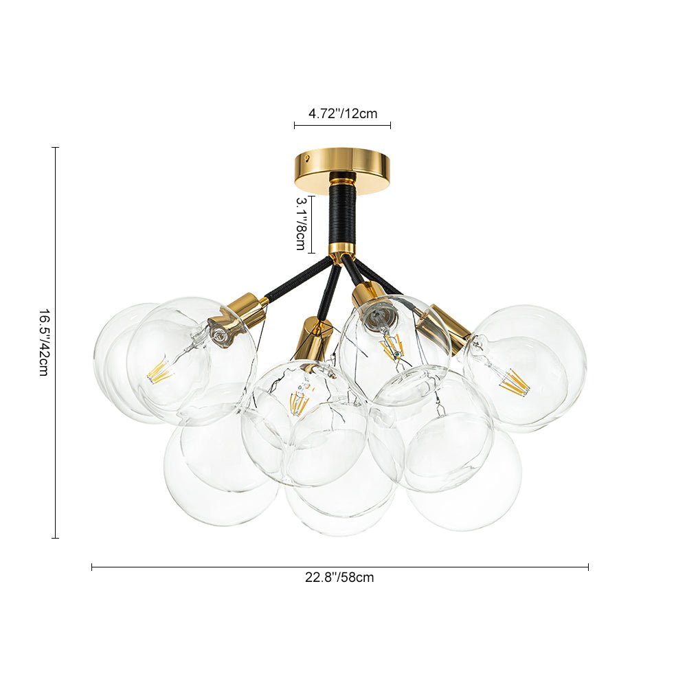 Modern Semi Flush Cluster Bubble Chandelier Low-Ceiling Globe Light