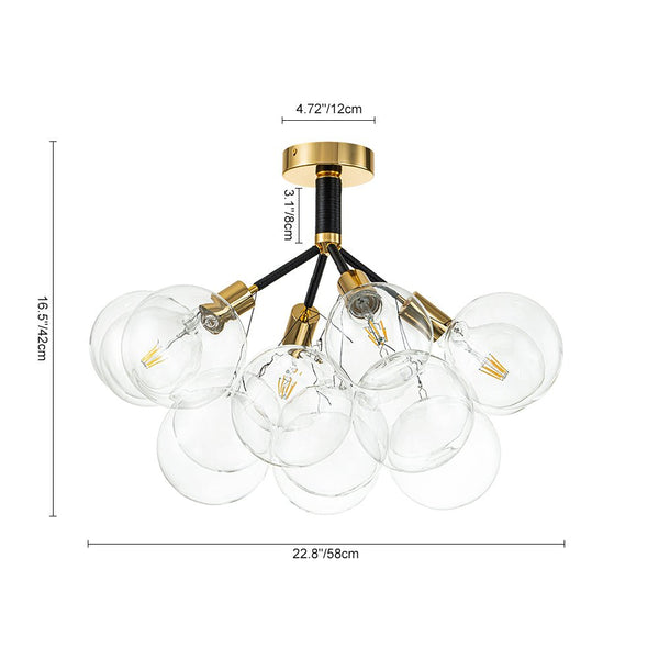 Modern Semi Flush Cluster Bubble Chandelier Low-Ceiling Globe Light