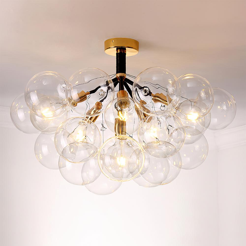 Modern Semi Flush Cluster Bubble Chandelier Low-Ceiling Globe Light