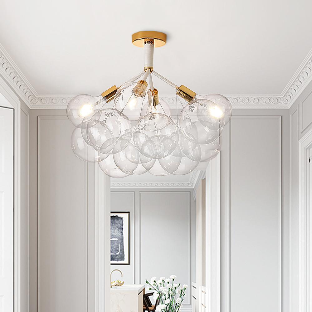 Modern Semi Flush Cluster Bubble Chandelier Low-Ceiling Globe Light