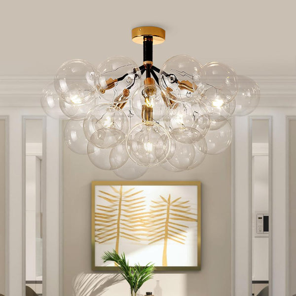 Modern Semi Flush Cluster Bubble Chandelier Low-Ceiling Globe Light