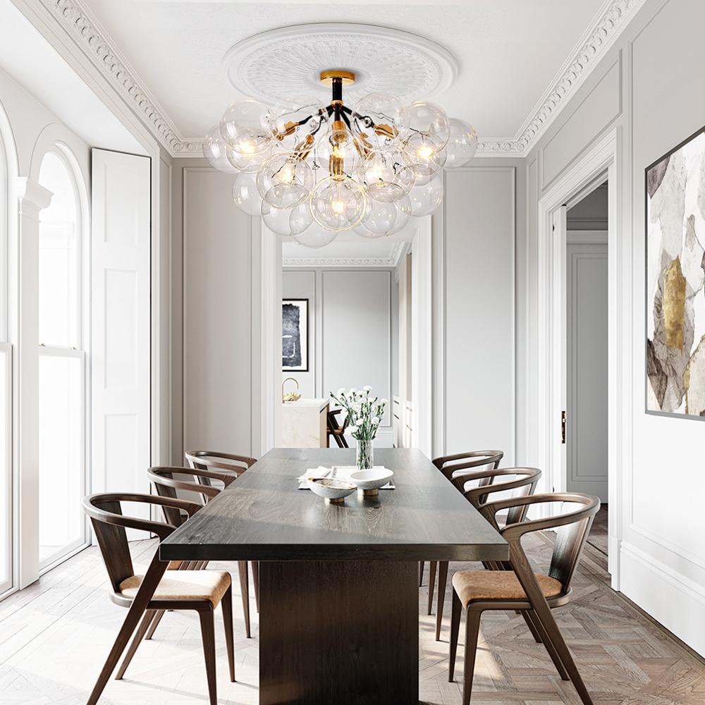 Modern Semi Flush Cluster Bubble Chandelier Low-Ceiling Globe Light