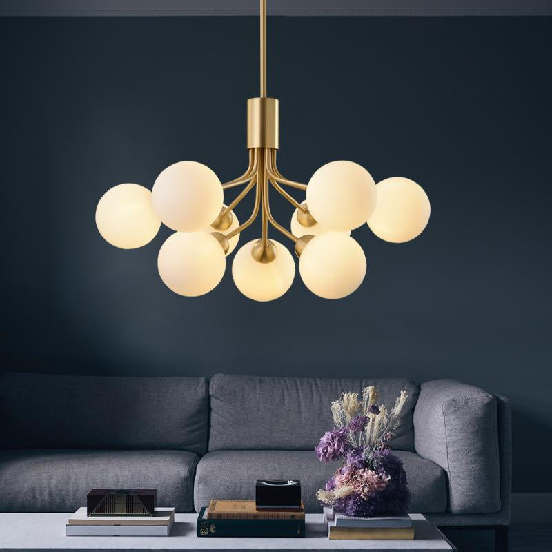 Modern Branching Globe Chandelier Nordic Gold 18-Light Pendant