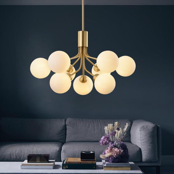 Modern Branching Globe Chandelier Nordic Gold 18-Light Pendant