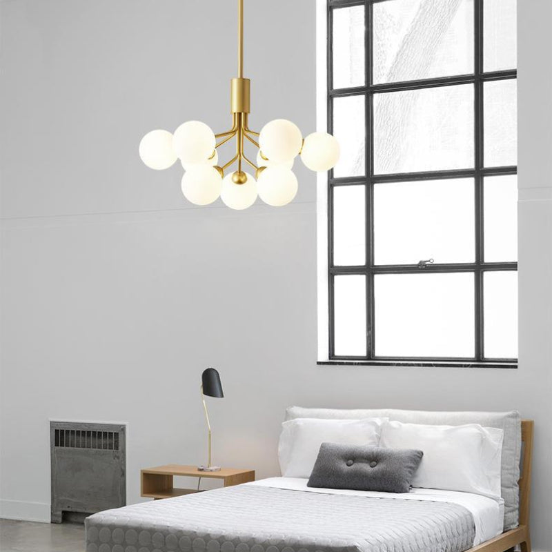 Modern Branching Globe Chandelier Nordic Gold 18-Light Pendant